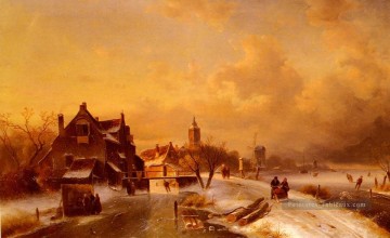  hiver Tableau - Hiver et été Canal scènesScene 1 paysage Charles Leickert